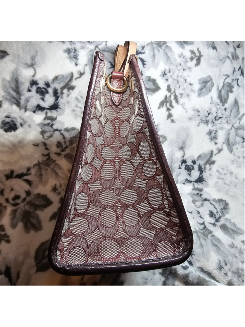 Burgundy 29Coach Dempsey Tote 22 in Signature Jacquard with Stripe & Patch - Picture 12 of 12